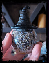 Load image into Gallery viewer, Apothecary Witch Hat Jar Set ~ Filled with Quartz & Herbs