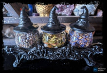 Load image into Gallery viewer, Apothecary Witch Hat Jar Set ~ Filled with Quartz & Herbs