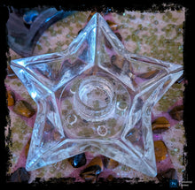 Load image into Gallery viewer, Glass Celestial Star Taper Candle Holder ~ Vintage 90s
