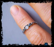 Load image into Gallery viewer, Blue Triple Crescent Moon Ring, Size 7