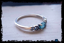 Load image into Gallery viewer, Blue Triple Crescent Moon Ring, Size 7