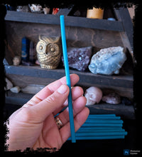 Load image into Gallery viewer, Altar Candles~ Turquoise Beeswax Thin Tapers
