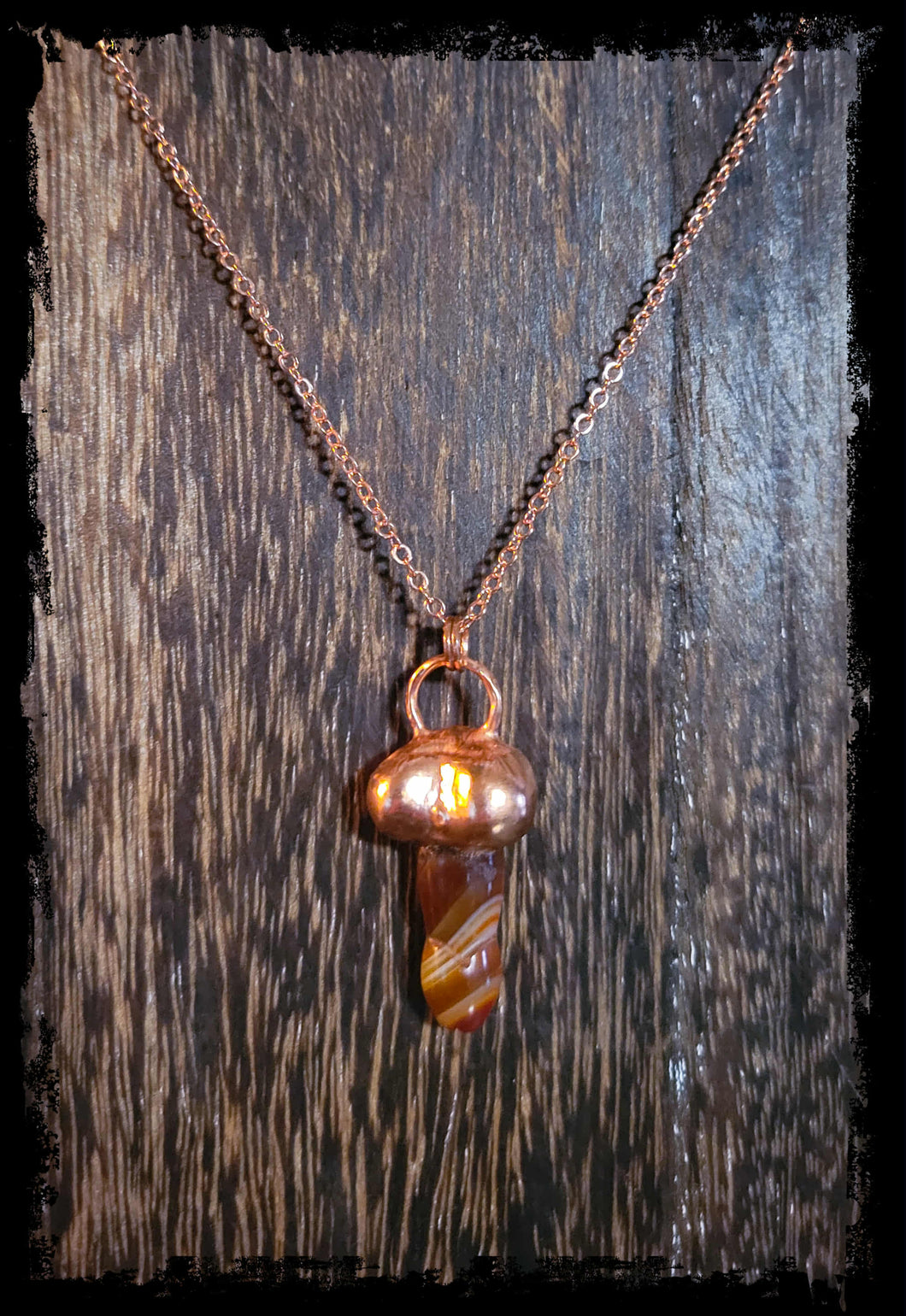 Banded Agate & Copper Penis Necklace