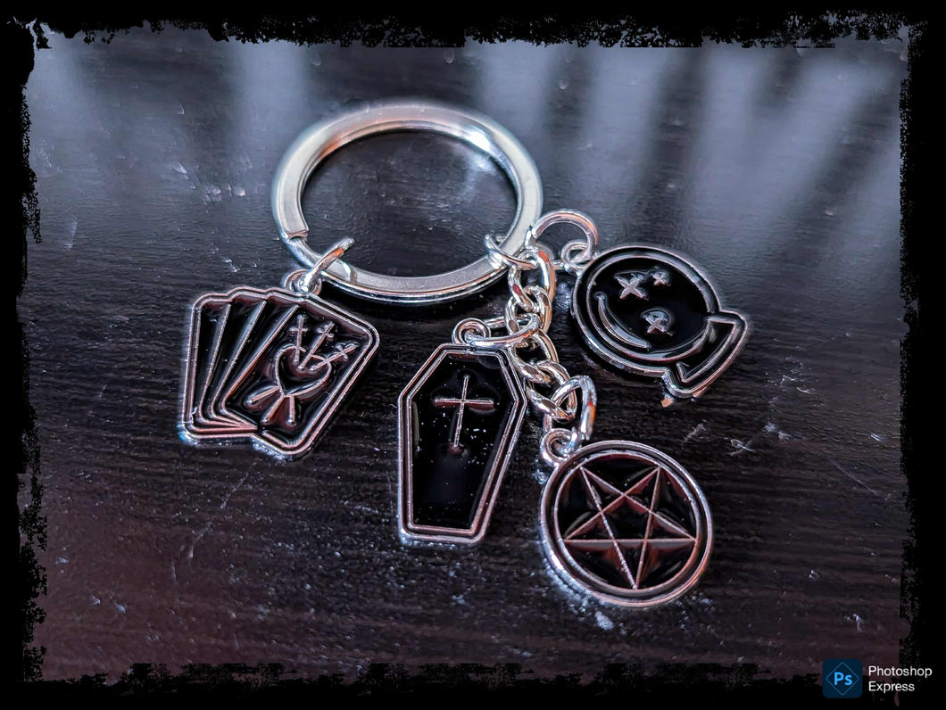 Witchy Black Enamel Keychains