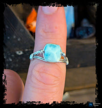 Load image into Gallery viewer, Blue Larimar Rings ~ Size 7.5 &amp; Handcrafted in Dominican
