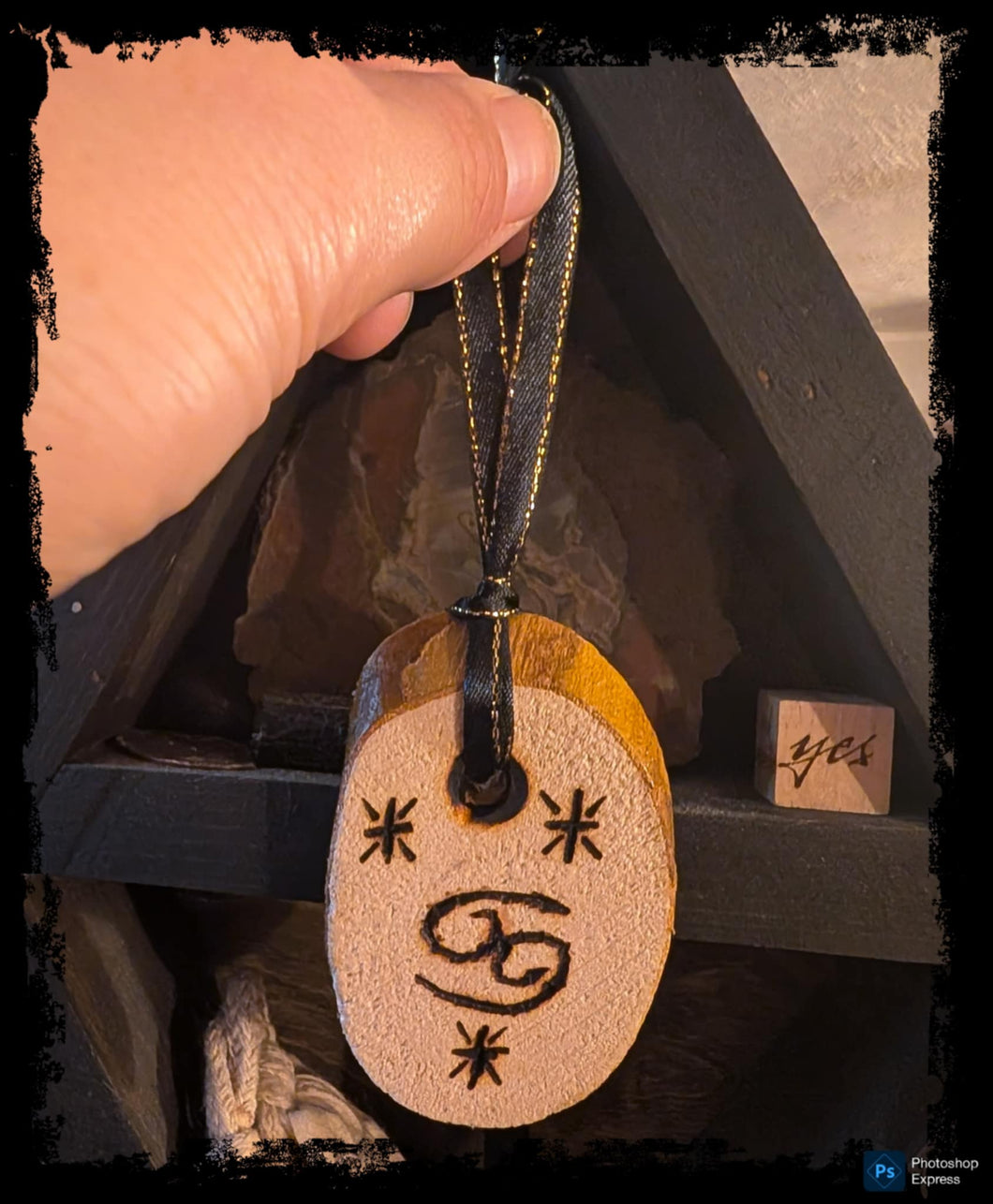 Cancer Zodiac Pyrography Ornament