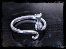 Load image into Gallery viewer, Sterling Silver Cat Ring ~ Adjustable .925 Silver
