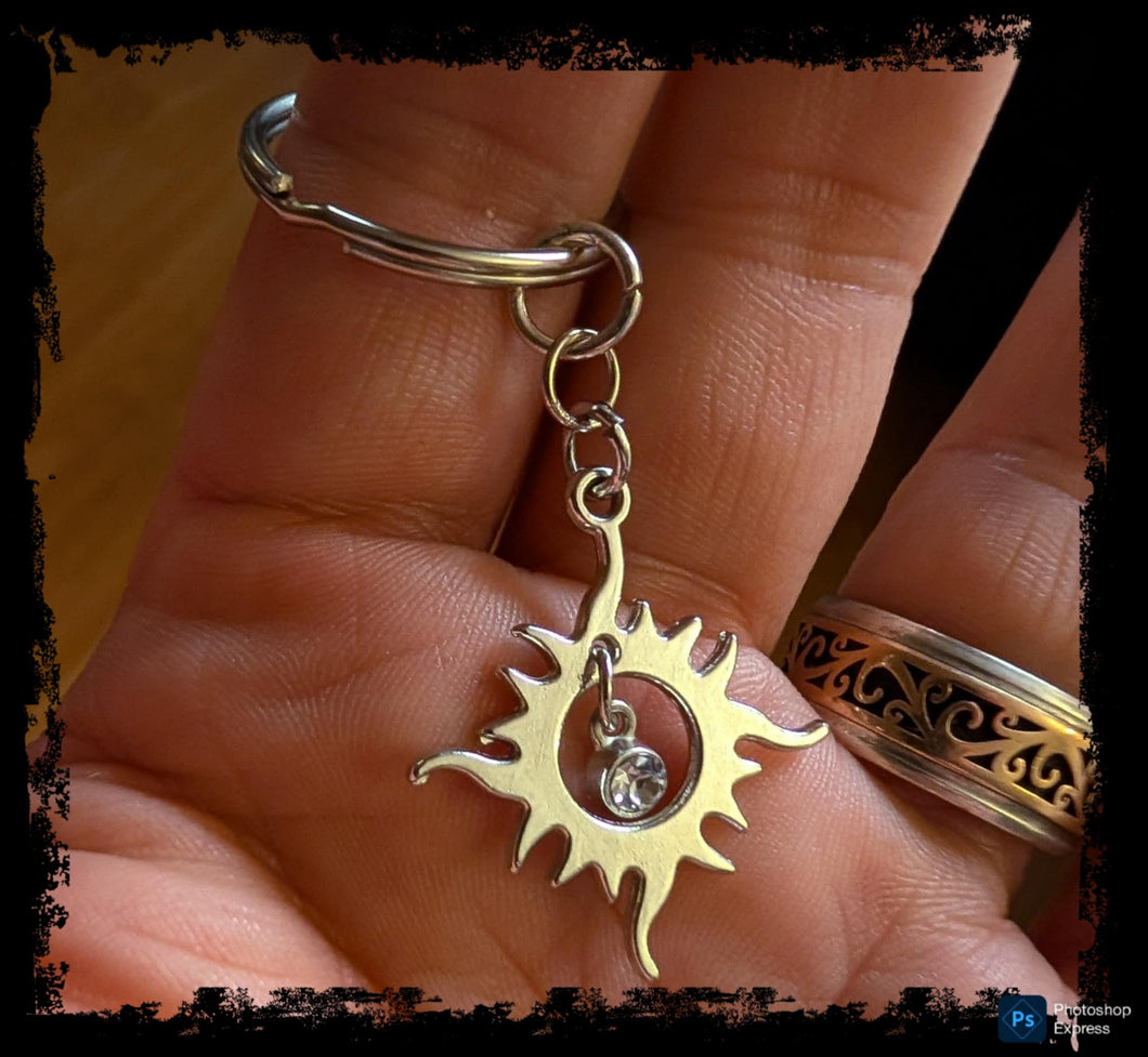 Celestial Diamond Sun Keychains