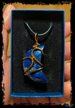 Load image into Gallery viewer, Lapis Lazuli Crescent Moon Necklace ~ with Antique Copper
