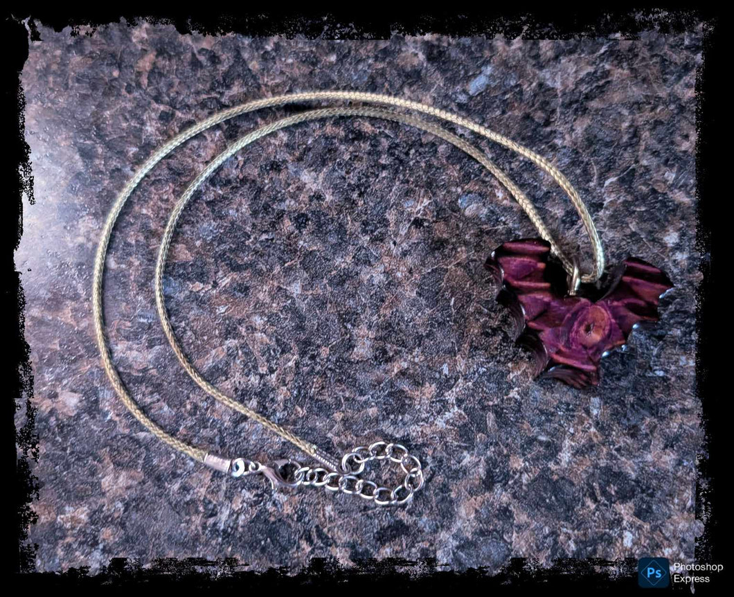 Purple Wooden Bat Necklace