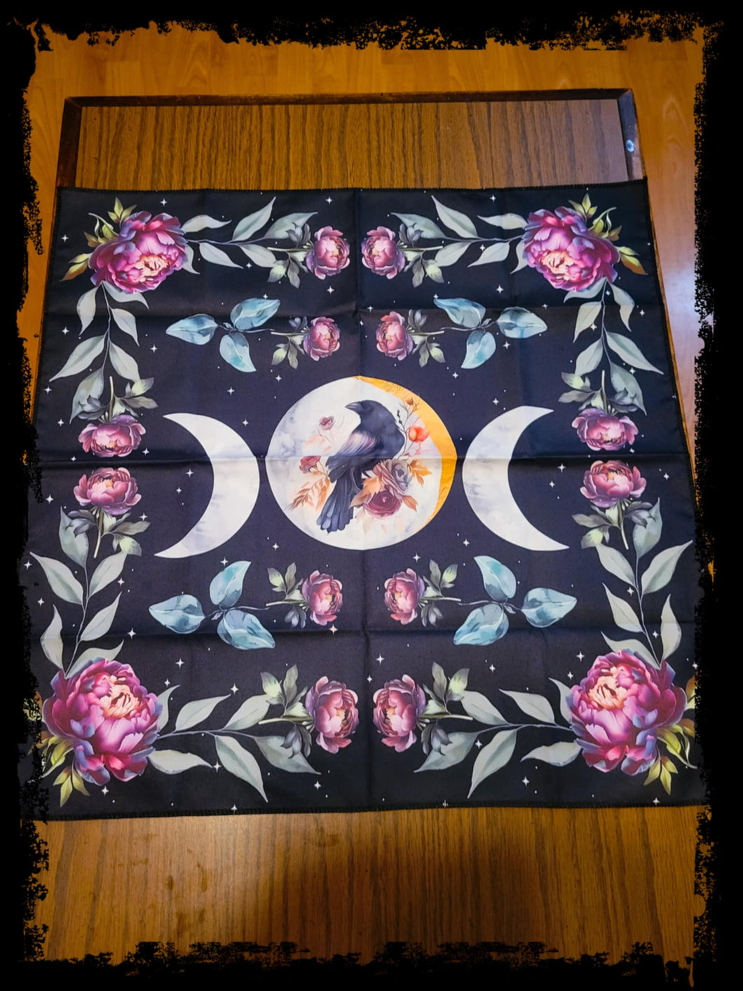 Raven & Triple Crescent Altar Cloth