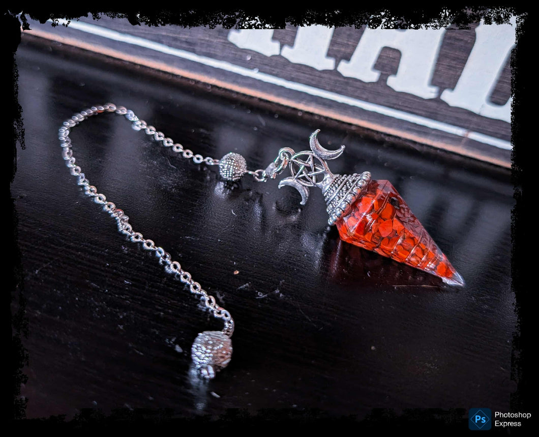 Copper & Red Jasper Pendulum
