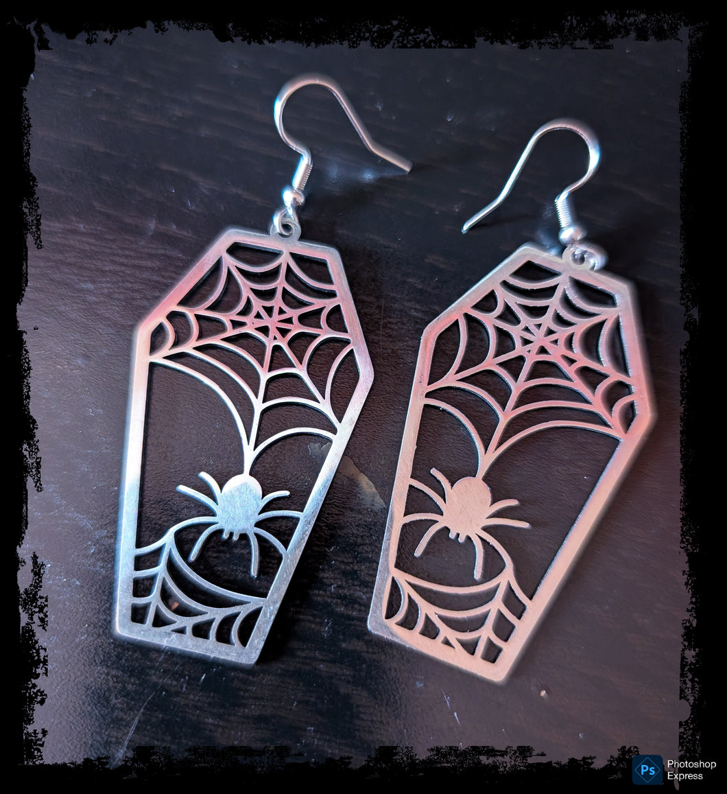 Coffin Spiderweb Earrings