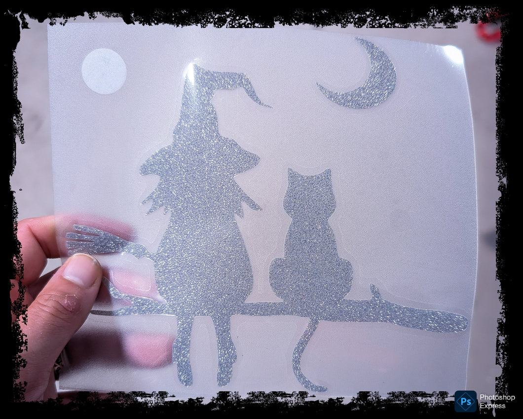 Witch, Cat & Moon Window Cling