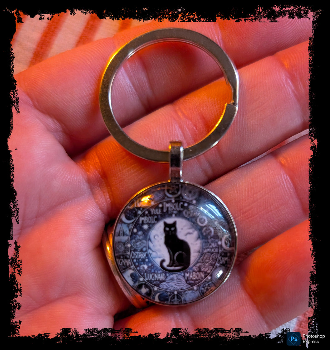 Witches Familiar Wheel of the Year Keychain