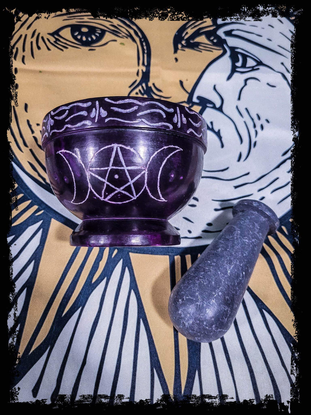 Purple Triple Crescent Mortar & Pestle